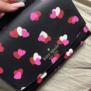 Black with pink heart crossbody bag